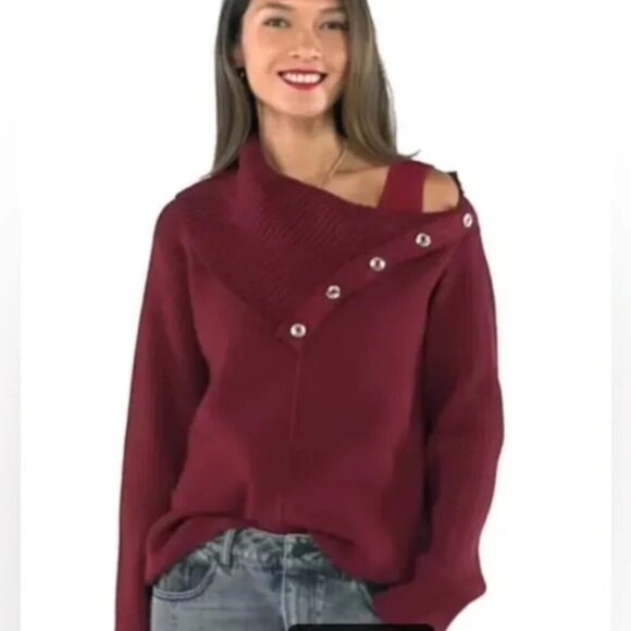 CABI Pushover Pullover Turtleneck Sweater in Firebrick Red Sz M #4287 EUC - Picture 1 of 5